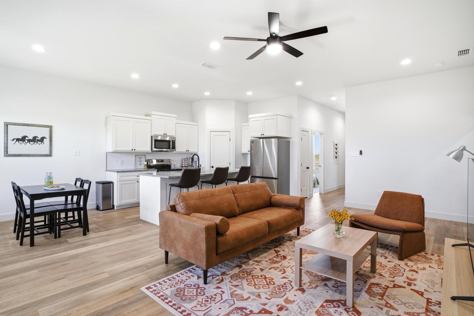 Open living room and kitchen in Wylie East Crew House 1